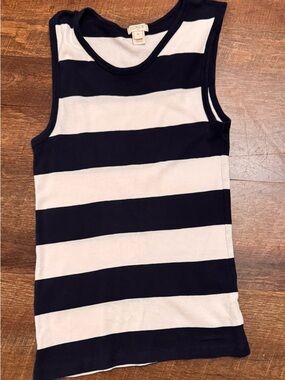 J. Crew Navy and White Striped Tank Womend XS Sleeveless Classic Casual